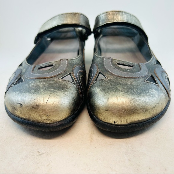 Naot Metallic Pewter Silver Bronze Rongo Mary Jane Slingback Flat Shoes, sz 39 8 - Picture 3 of 12